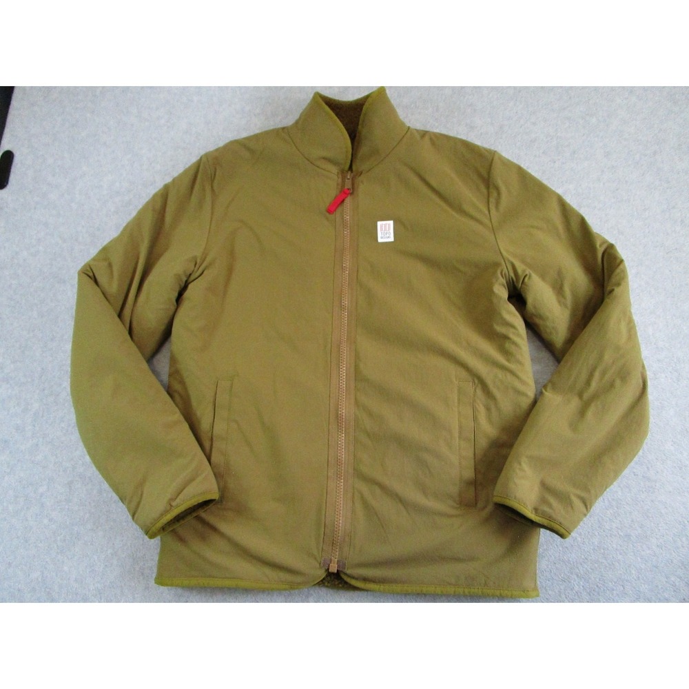 Topo Designs Jacket Mens Small Tan Reversible Sherpa Pile Hiking Coat‎